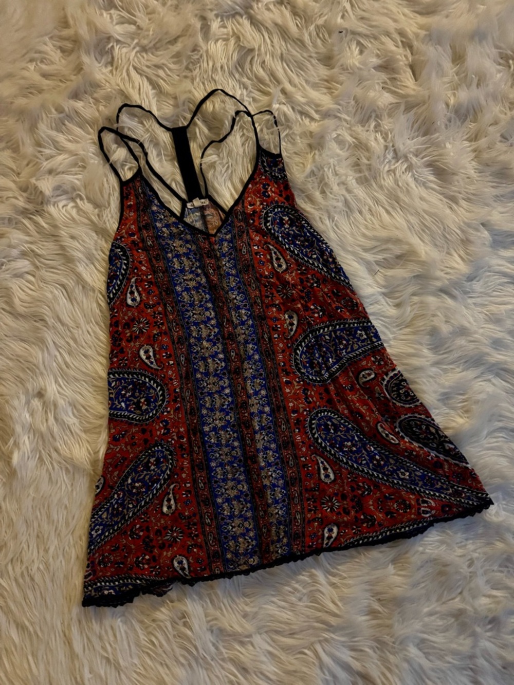 Orange and blue paisley boho halter dress